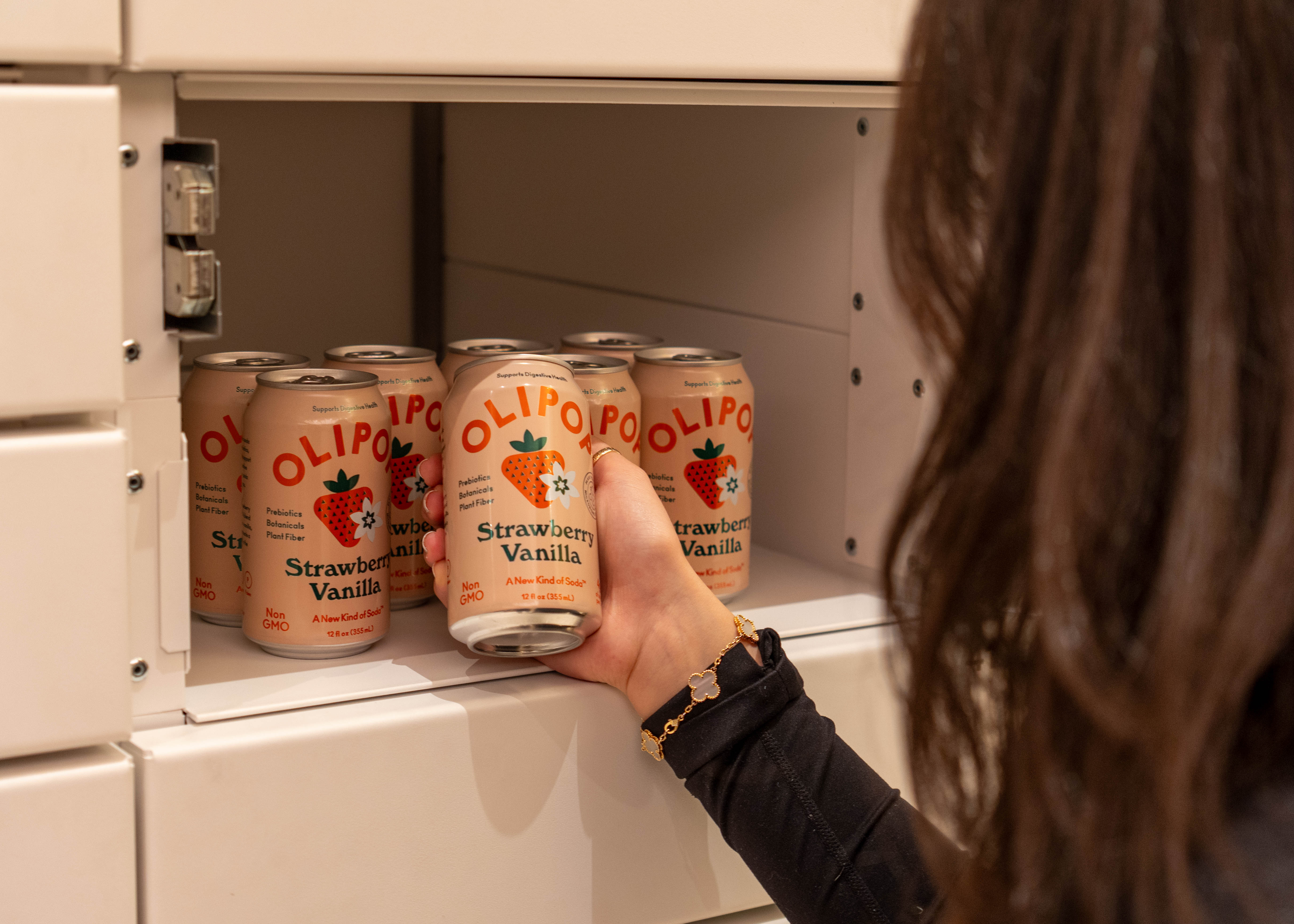 Olipop products in a Placement locker